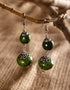 Blue Pottery 2 Beads Earring Big (Green)